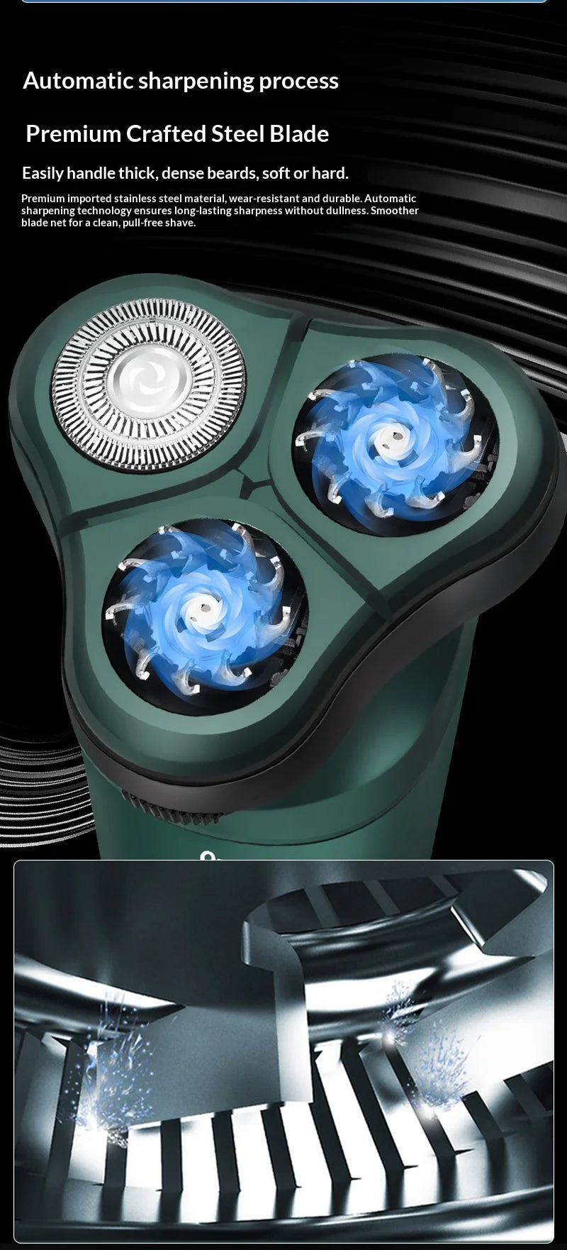 Smart Electric Shaver with LCD Display – 3D Floating Triple Head Razor, USB Rechargeable & Waterproof for Shaving Beard Trimming