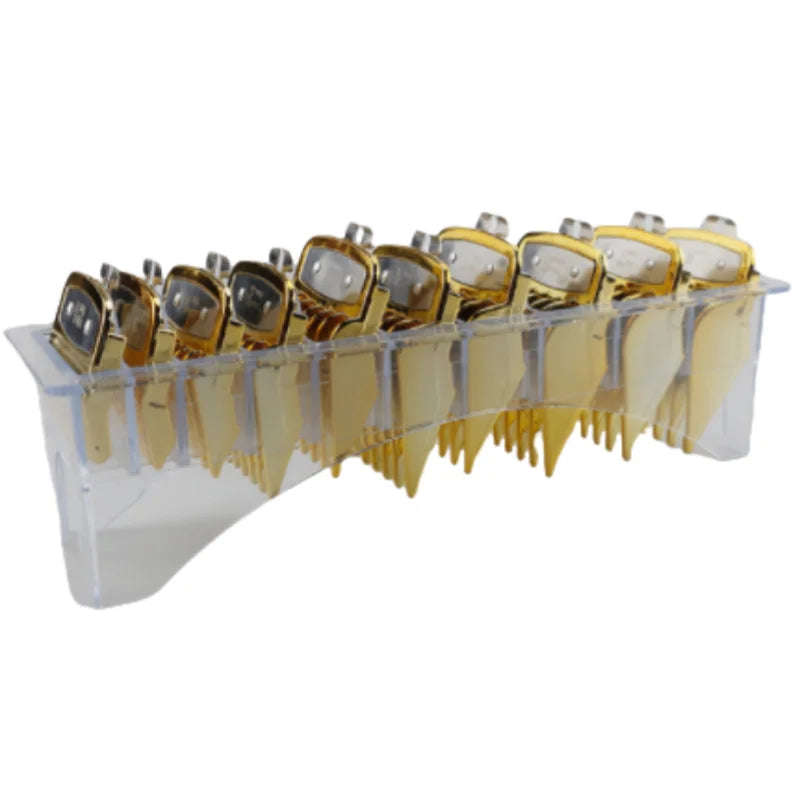10 Piece Set Barbershop Hairdressing Electroplating Haircut Limit Comb Trimmers Positioning Comb Salon Styling Tool Bring A Box