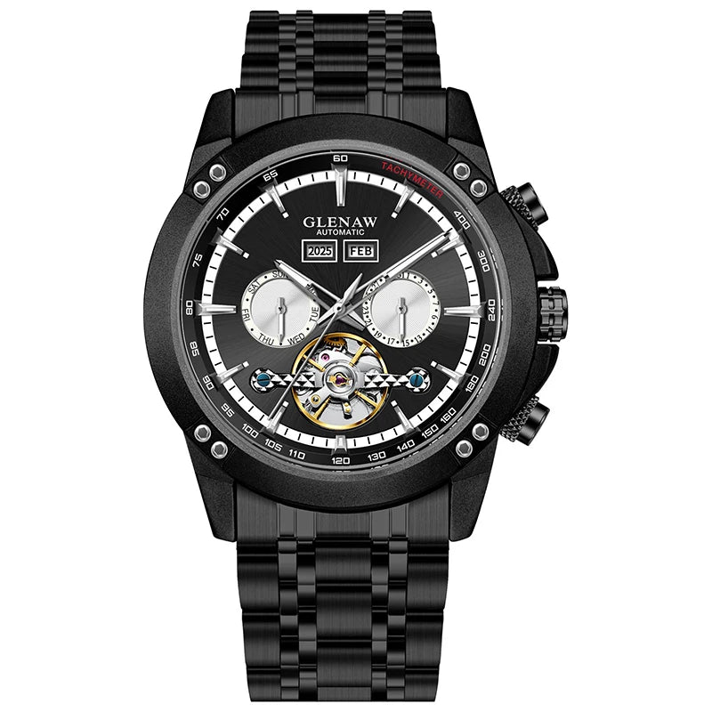 Glenaw high-end brand fully automatic mechanical multi-function watch men's business personality trend waterproof watch