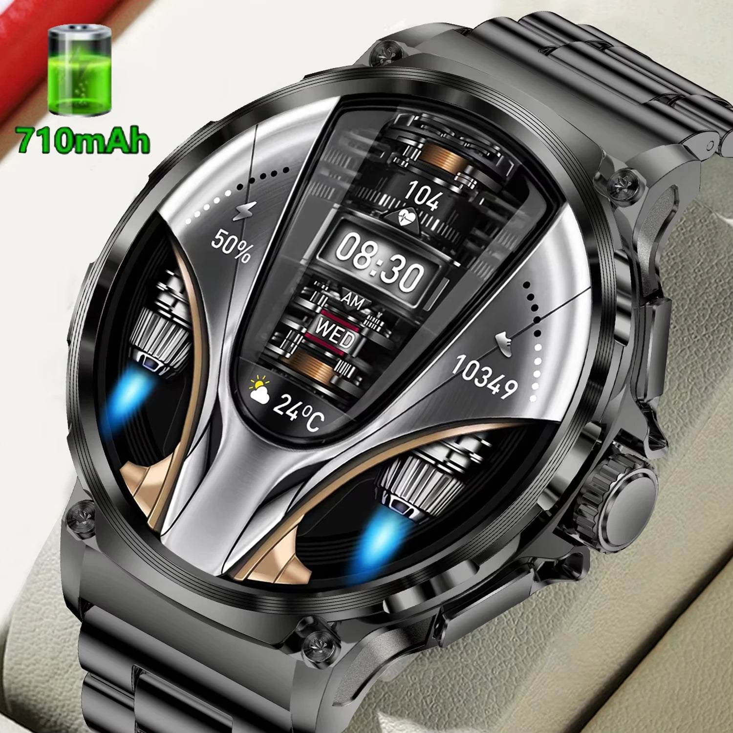 2025 New V69 1.85  Inch HD Bluetooth Call 710mAh Smart Watch Men Sports Fitness Tracker Heart Monitor Smartwatch For Android IOS