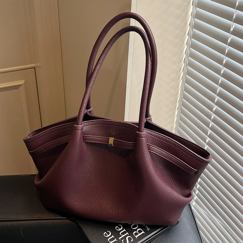 Large Capacity Women's Shoulder Bag Commuter Tote Bag Underarm Single Shoulder Bag Retro Design Casual Handbag
