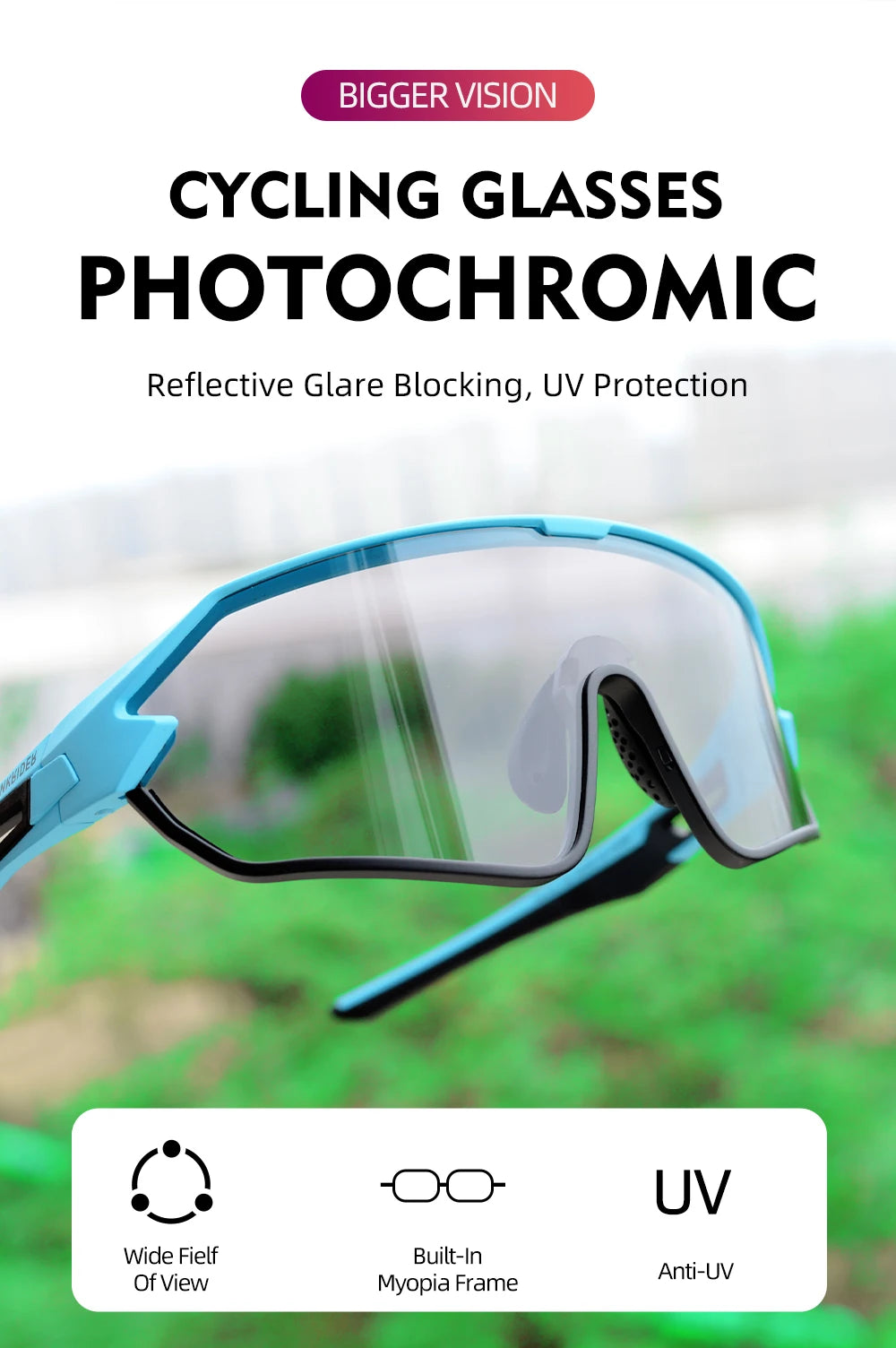 ThinkRider Bike Photochromic Cycling Glasses Bicycle Glasses Sports Men's Sunglasses MTB Road Cycling Eyewear Protection Goggles