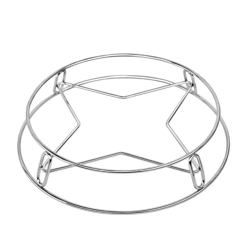 Thickened Stainless Steel round Tube Wok Stand Double Layer Pot Pad with Plate Connected Pot Stand Heat Insulation Anti-Scald...