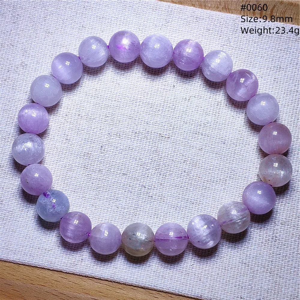 Natural Purple Kunzite Clear Round Beads Bracelet Jewelry Women Men Colorful Kunzite Bracelet Cat Eye Women Men AAAAAA