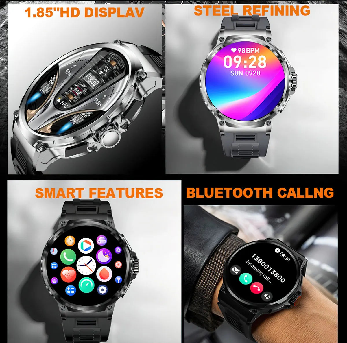 2025 New V69 1.85  Inch HD Bluetooth Call 710mAh Smart Watch Men Sports Fitness Tracker Heart Monitor Smartwatch For Android IOS
