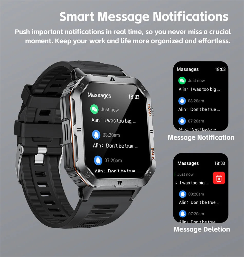 2025 New Smart Watch Men 1000mAh Ultra Large Battery 3ATM Professional Waterproof 2.01" HD Display Outdoor GPS Sports Smartwatch