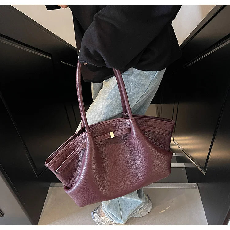 Large Capacity Women's Shoulder Bag Commuter Tote Bag Underarm Single Shoulder Bag Retro Design Casual Handbag