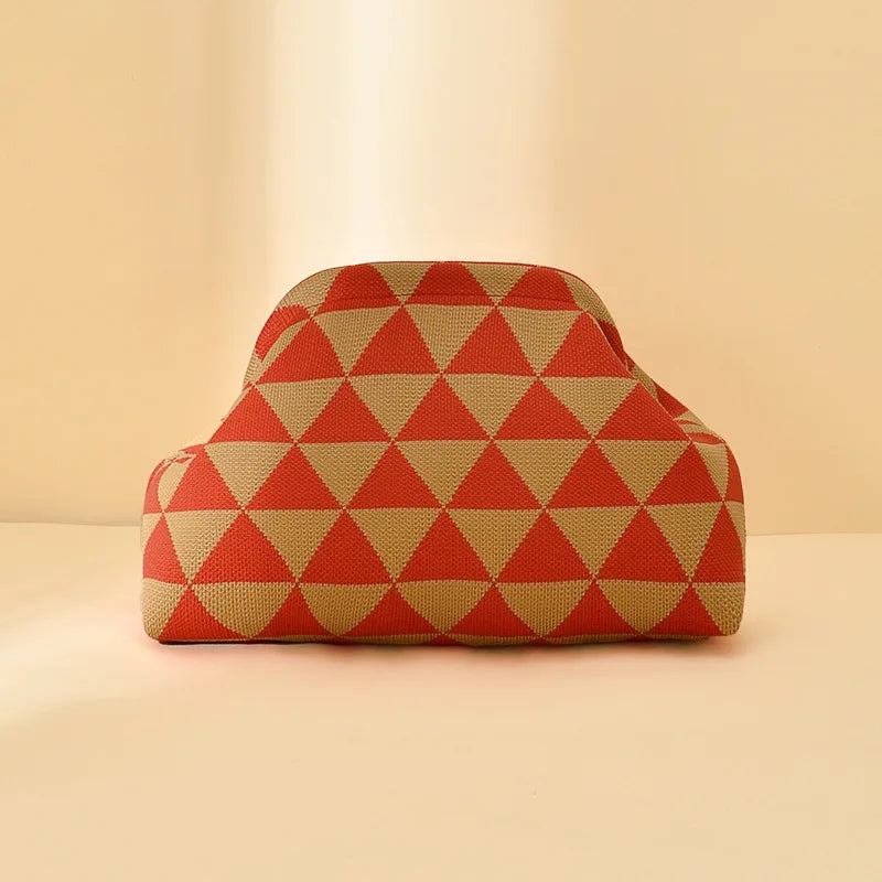 Striped Beach Bag Cloud Knitted Fashion Commuter All-Match Makeup Bag Weave Cross-Border Style Polyester Pillow-Shaped Bag