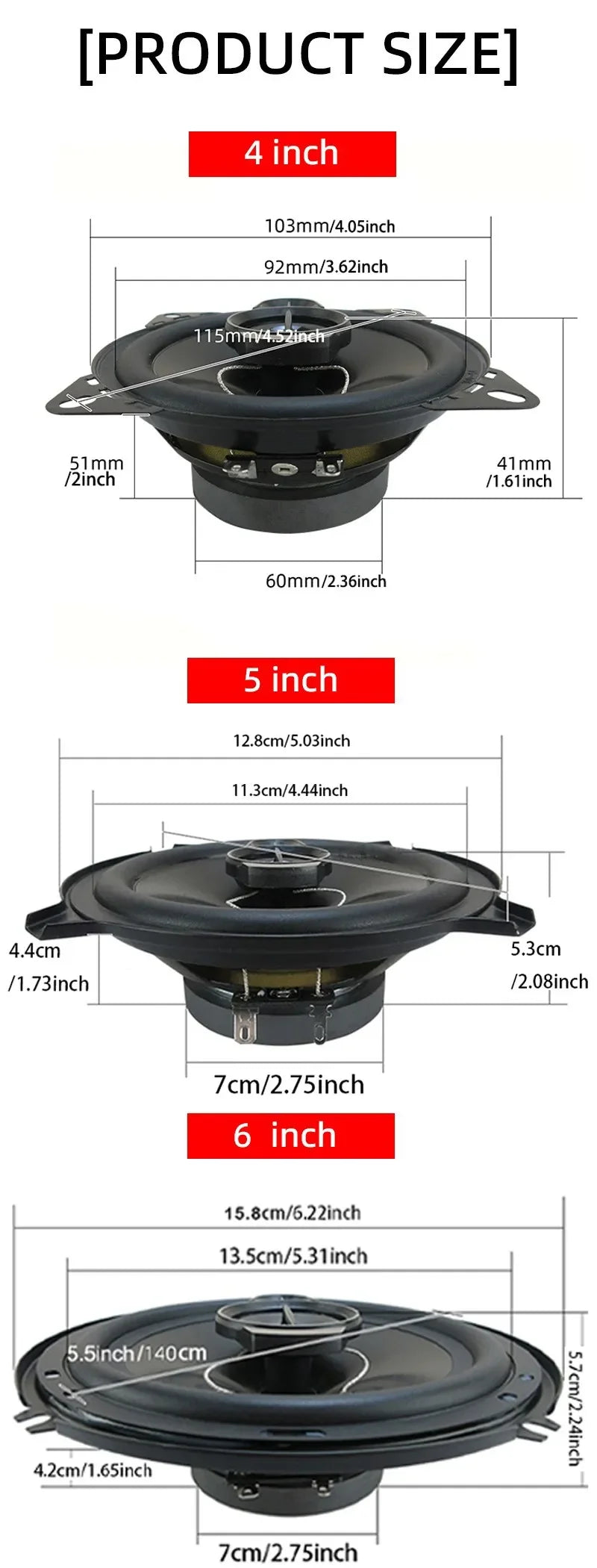 4/5/6/6x9 Inch Universal Car HiFi Coaxial Speaker 280W/320W/400W/650W Auto Music Stereo Car Door Full Range Speakers Woofer