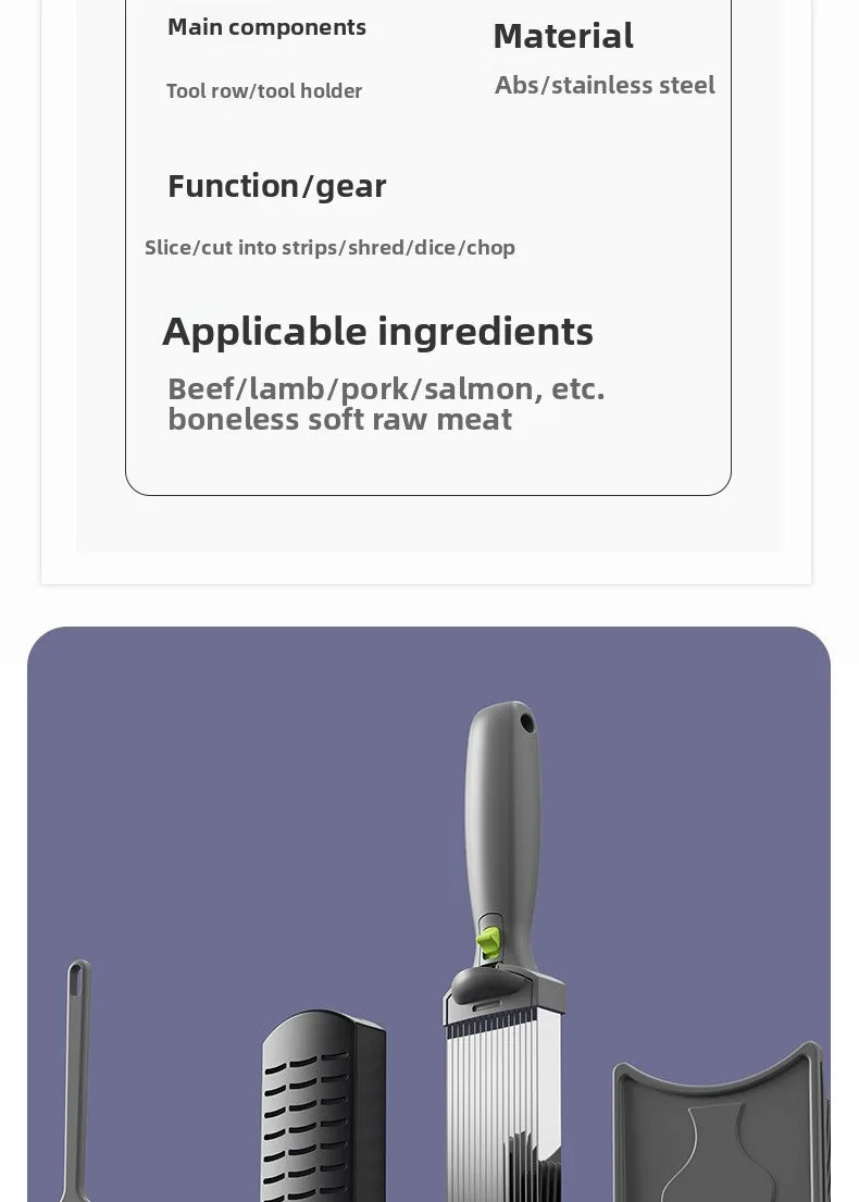 Stainless Steel Multifunctional Cutter for Home Kitchen Slices Thin Meat Diced  Meat Strips Kitchen Meat Cutting Tool