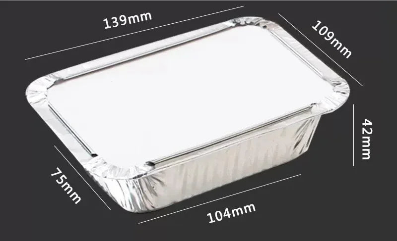 100 Pieces of Barbecue Tin Foil Special Packaging Box Aluminum Foil Lunch Box Home Takeaway Air Fryer Disposable Tin Foil Bowl