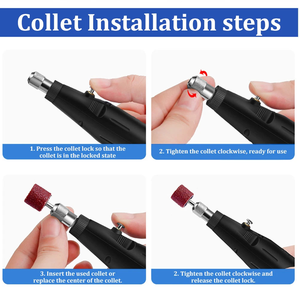 Mini Electric Drill Grinder with Drill Bit Sets 12V Portable Electric Carving Pen Rotary Household Drill Polish Grinding Machine
