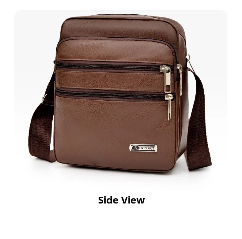 Simplified Soft Leather Crossbody Bag Fashionable Single Shoulder Bag Men's New Model Outdoor Travel Large Capacity Backpack