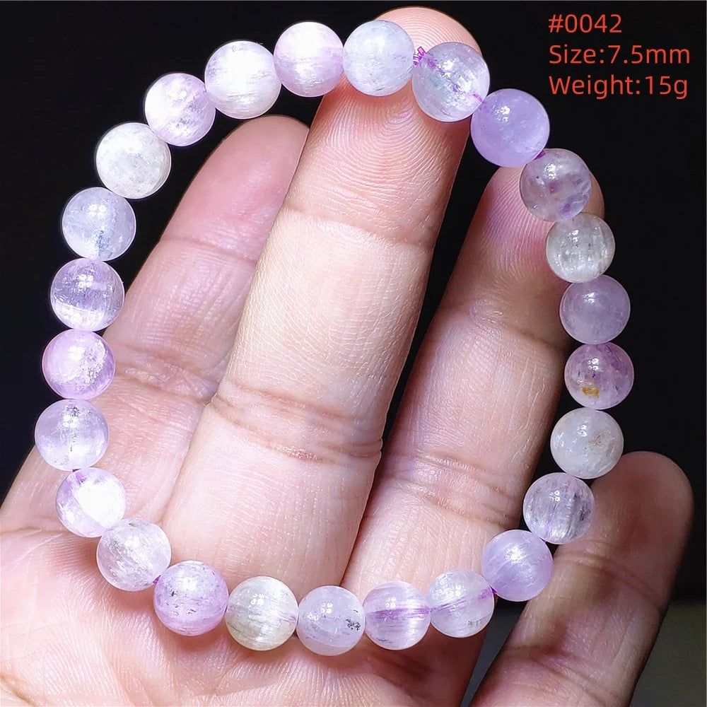 Natural Purple Kunzite Clear Round Beads Bracelet Jewelry Women Men Colorful Kunzite Bracelet Cat Eye Women Men AAAAAA