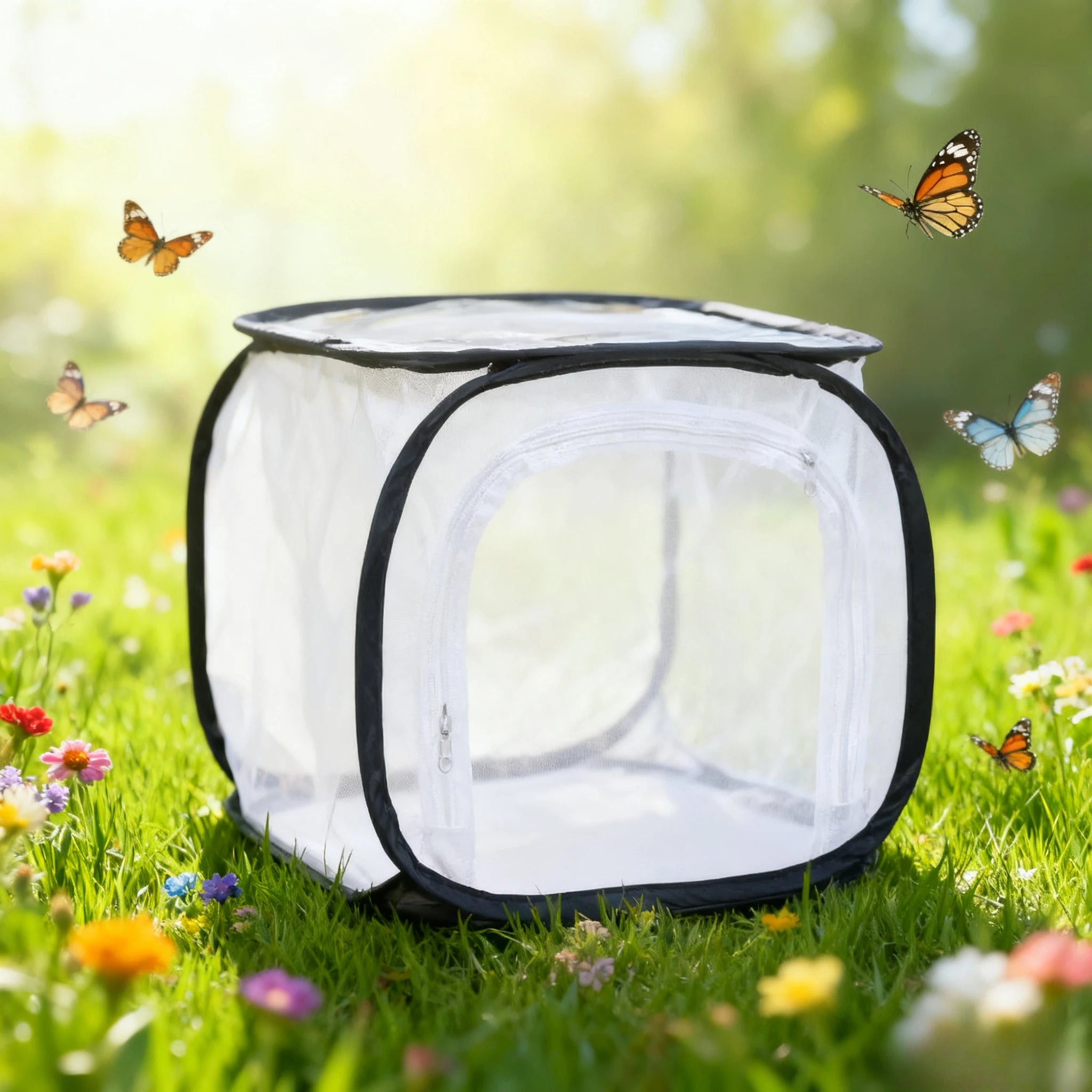Portable folding insect breeding cage butterfly breeding hatching breathable transparent mesh box observation box insect house