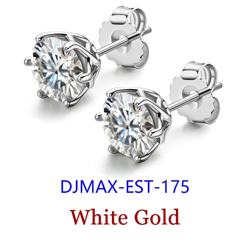 Premium 0.5-2ct Moissanite Diamond Stud Earrings for Women Orginal 925 Sterling Silver Screw Back Women Moissanite Earring 2026