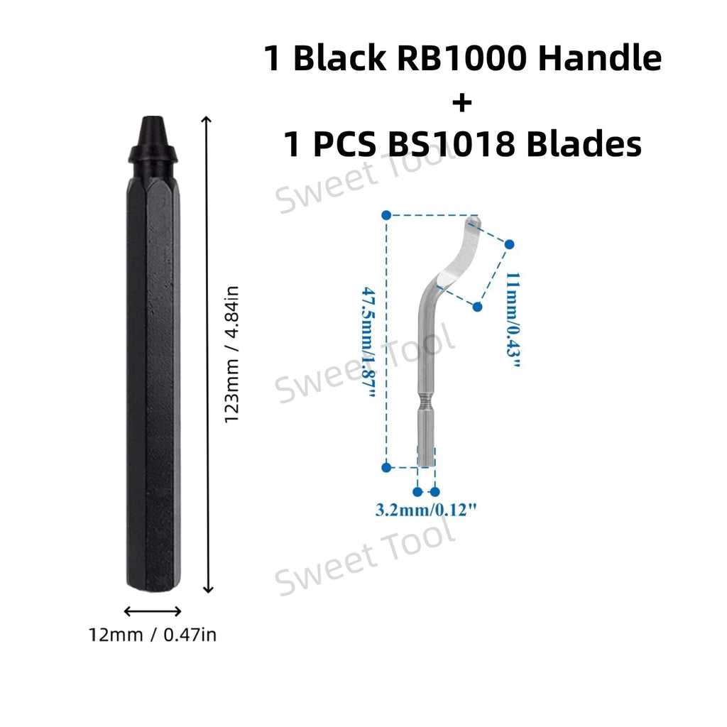 Deburring Tool Set RB1000 Black Metal Handle with 1/10/11 Swivel Blades for Metal PVC Plumbing 3D Printing Plastic Copper Resin