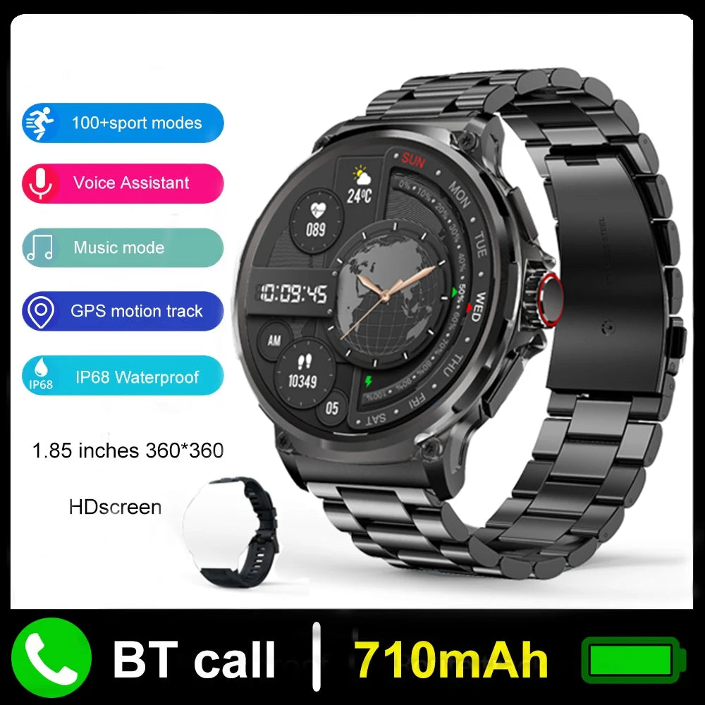 2025 New V69 1.85  Inch HD Bluetooth Call 710mAh Smart Watch Men Sports Fitness Tracker Heart Monitor Smartwatch For Android IOS