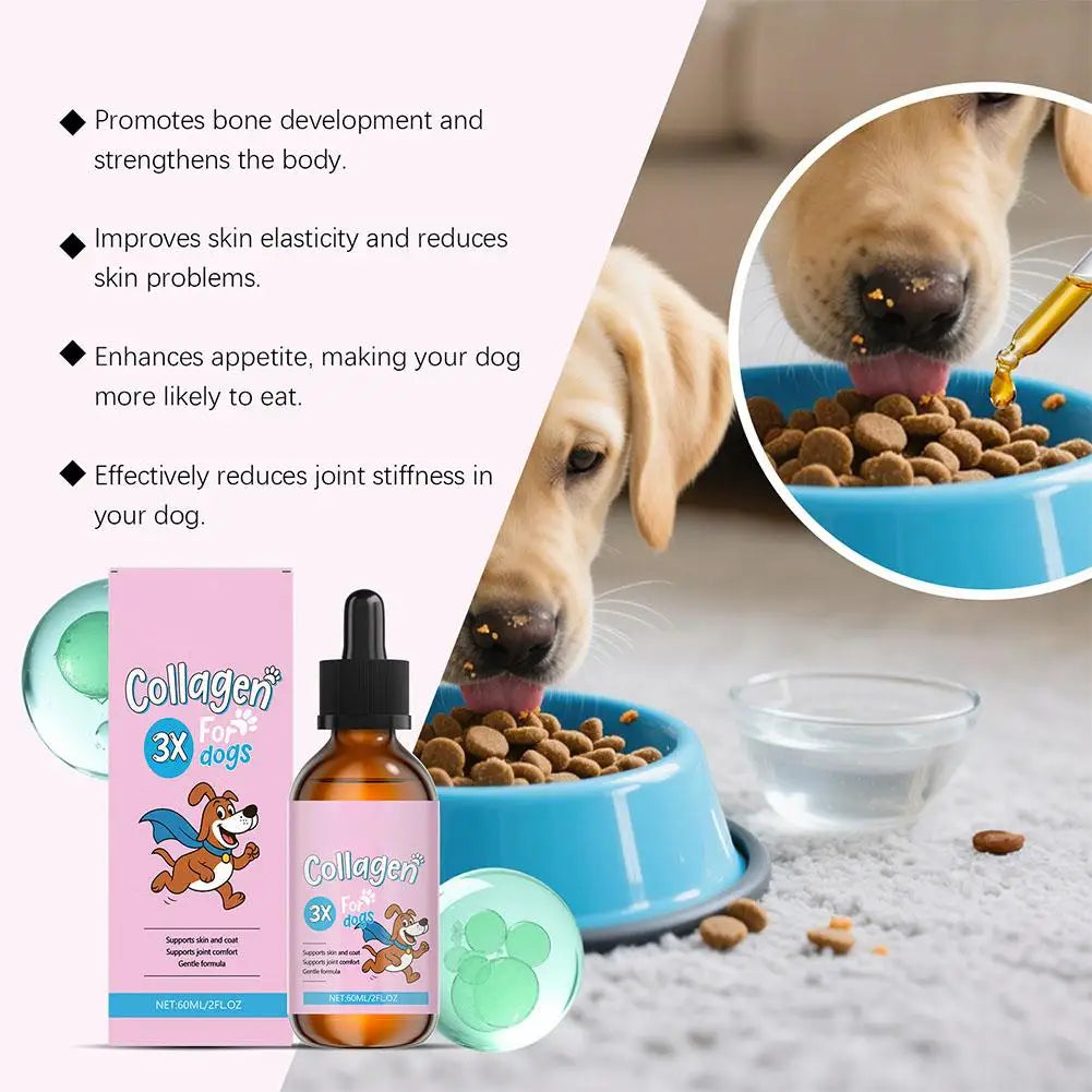 1/3/5Pcs 60ml Dog Pet Collagen Based Staple Food Combined With Nutritional Supplement Drops Gentle Formula For Hair Skin Care
