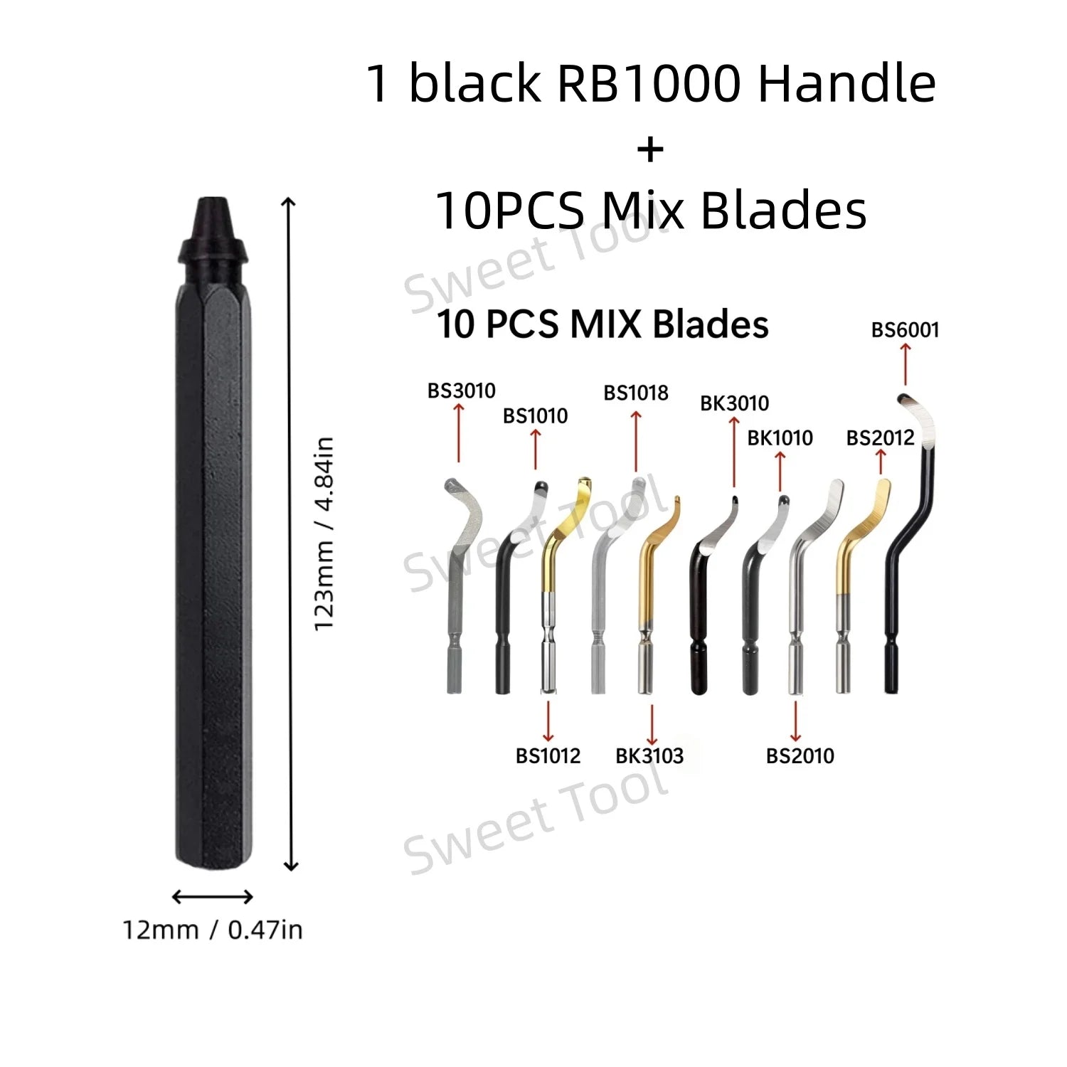 Deburring Tool Set RB1000 Black Metal Handle with 1/10/11 Swivel Blades for Metal PVC Plumbing 3D Printing Plastic Copper Resin