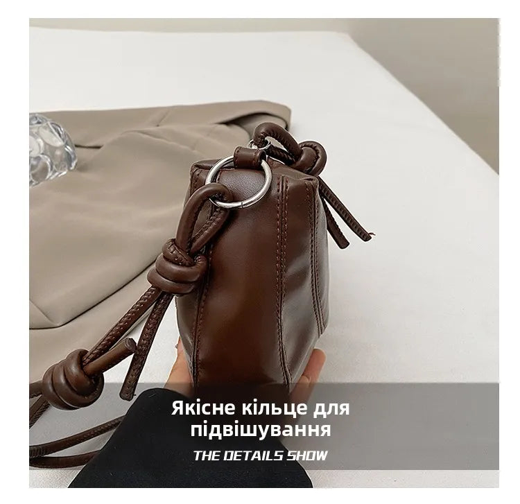 Summer New Style Large Capacity Dumpling Shaped Crossbody Bag for Women Soft PU Leather Zipper Closure Korean Style Casual Bag