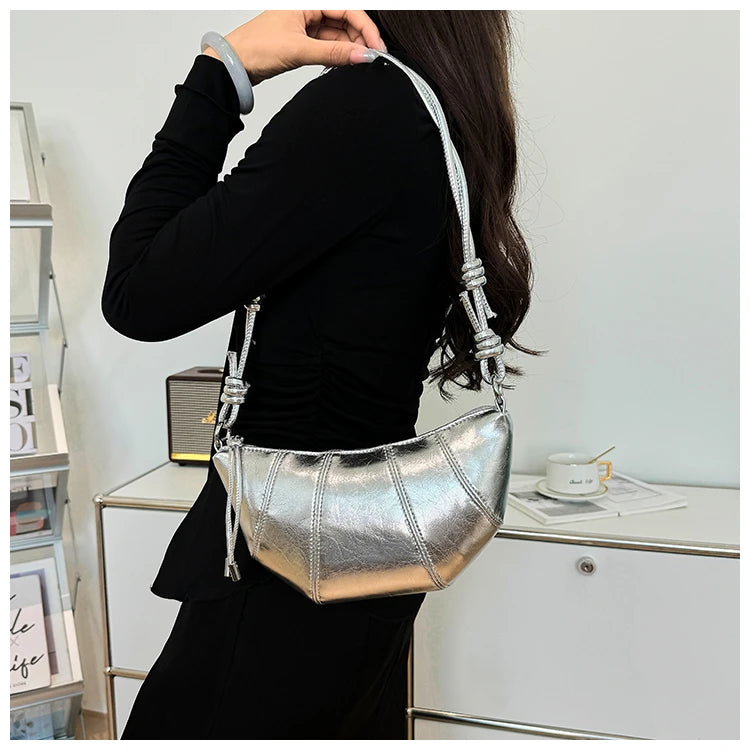 Casual Dumpling Shaped Large Capacity Shoulder Bag for Women 2026 New Style Soft Handle Single Strap Crossbody Luxury Bag