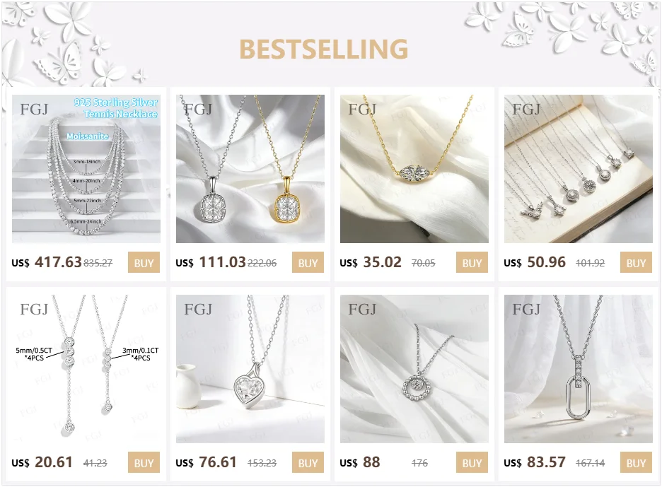 100% Real Moissanite Tennis Necklace for Woman Men Wedding Jewelry With GRA 925 Sterling Silver Plated 18K White Gold Necklace