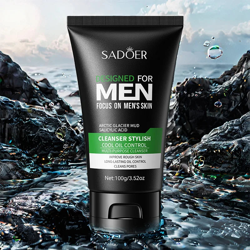 Deep Cleansing Men Facial Cleanser Oil Control Moisturizing Blackhead Remove Dark Spots Pores Acne Mark Refining Face Wash 100g