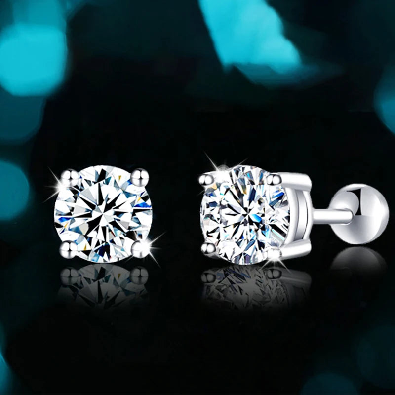 Premium 0.5-2ct Moissanite Diamond Stud Earrings for Women Orginal 925 Sterling Silver Screw Back Women Moissanite Earring 2026