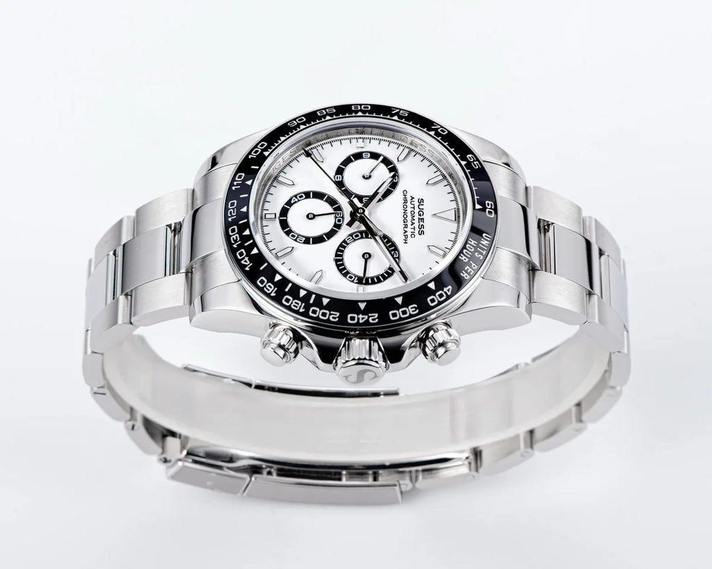 Sugess Diving Mens Watch Panda Automatic Mechanical Chronograph Peacock SL4801 Movement Wristwatch Waterproof Ceramic Bezel New