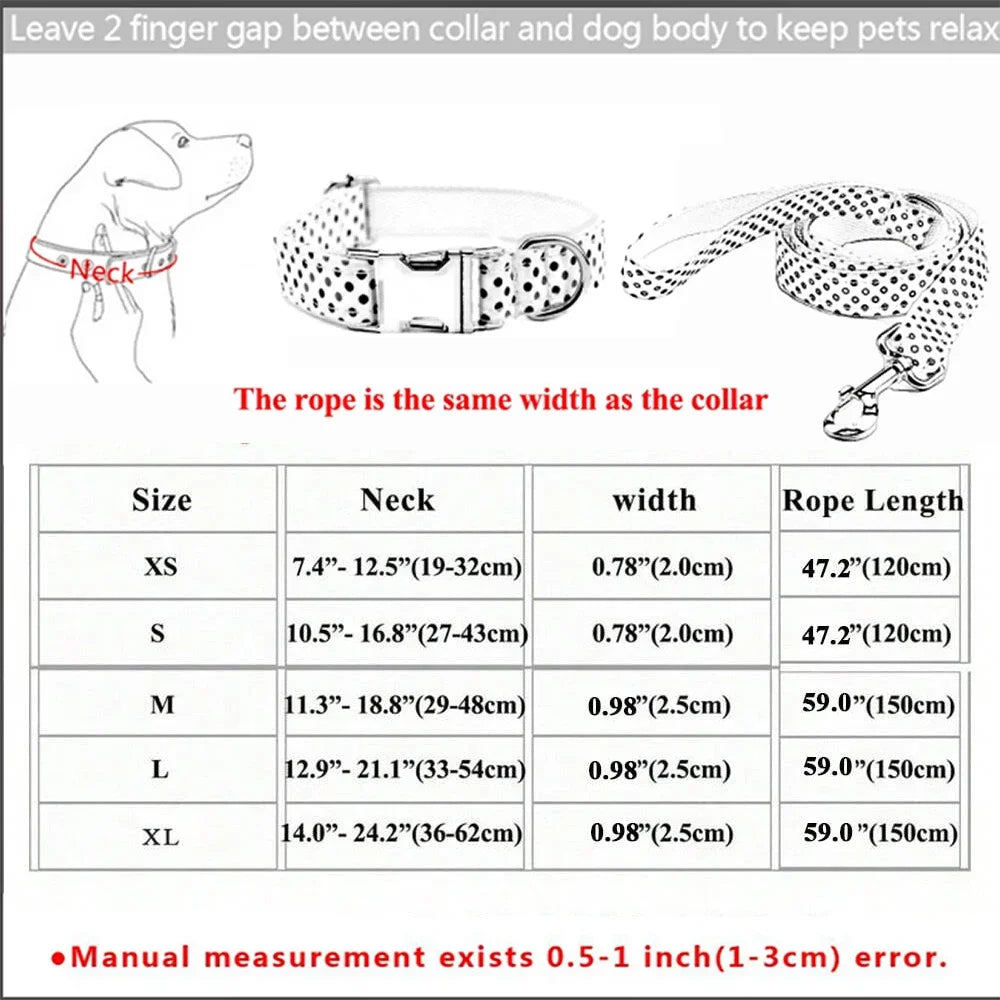 6 Colors Customized Dog Collar Set Free Personalized ID Name Tel Engraving Name for Small Medium Large Dogs Adjustable Dog Leash