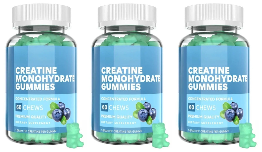 Creatine Monohydrate Gummie Blueberry Flavor 60pcs with 1000mg Creatine & Sodium Support Recovery After Exercise Muscle Strength