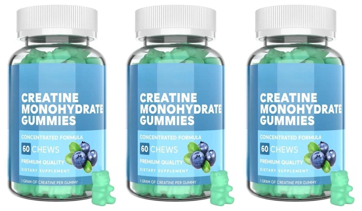 Creatine Monohydrate Gummie Blueberry Flavor 60pcs with 1000mg Creatine & Sodium Support Recovery After Exercise Muscle Strength