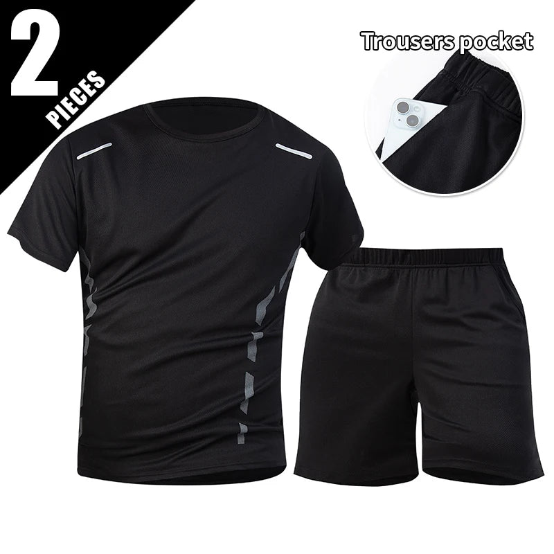 1/2/4Pcs Men's Summer Solid Color Mix And Match Short-sleeved Young Men's Loose Quick-drying Sports Running Shirt Middle-aged T-