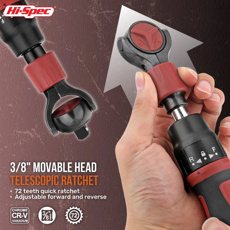 3/8inch Drive Ratchet Wrench Steel 72T Socket Wrench Flexible Head Wrench Quick Release Reversible Switches Wrench Hand Tool