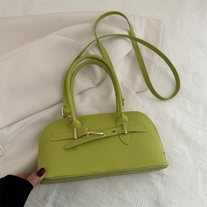 Modern  Shaped Women's Handbag Crossbody Commuter Bag Fashionable Retro Bowling Bag Soft Handle Polyester