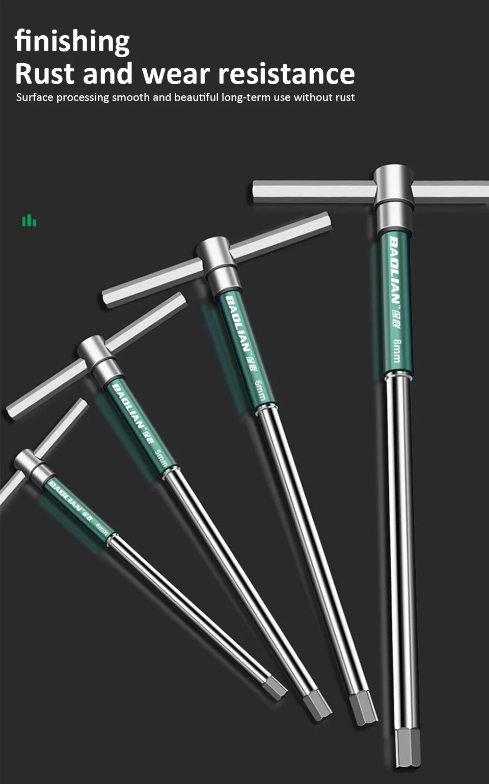 T/L Torx Screwdriver T-Type Allen Hex Wrench 2/2.5/3/3.5/4/4.5/5/6/8/10MM Extended T-Type Chrome Spanner Socket Wrench Hand Tool