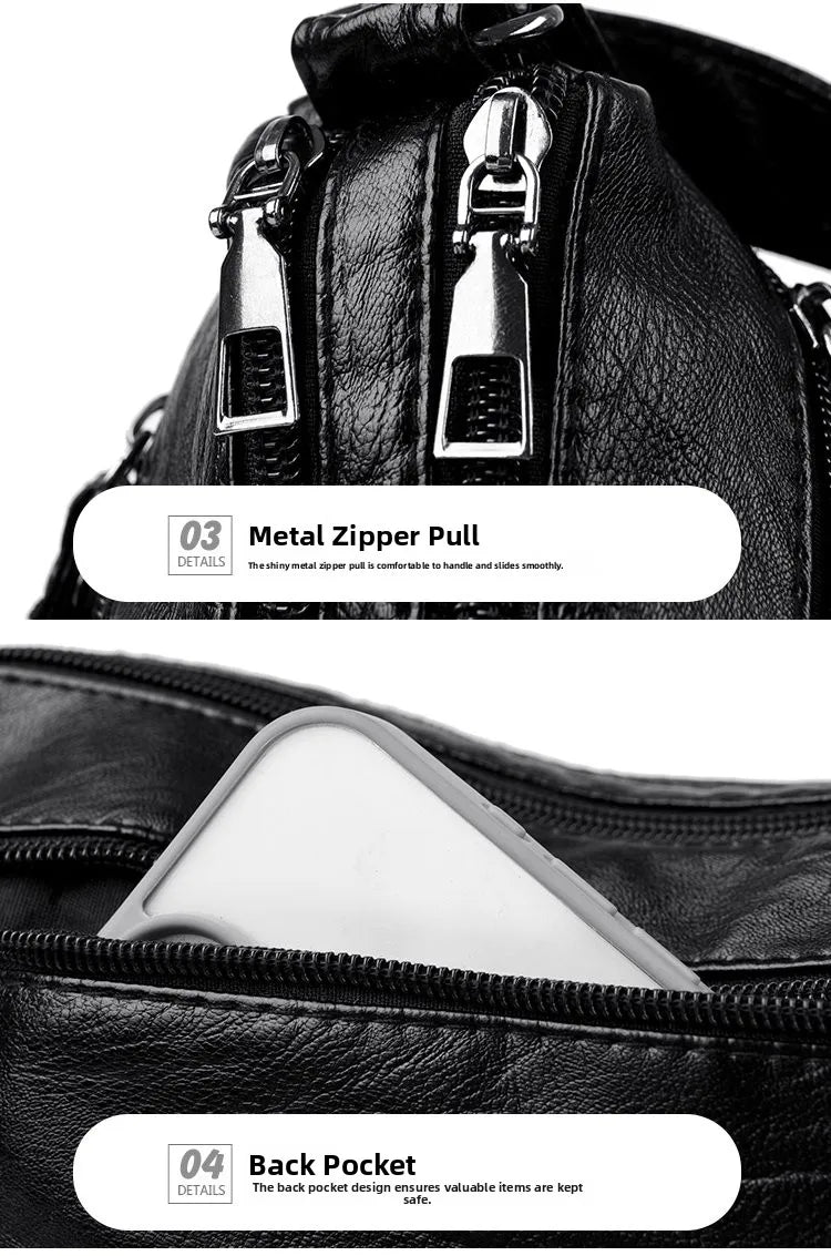 Large Capacity Soft Leather Shoulder Bag Casual Crossbody Bag for Middle-Aged Women 2025 New Style Versatile Mom Bag