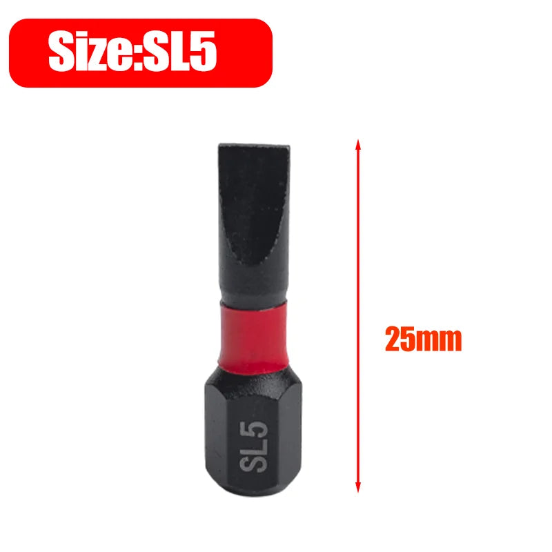 Slotted crewdriver Bit Hex Shank Magnetic Flat Head Bits 1/4" S2 Steel Screw Driver Bit for Power Tools SL3/SL4/SL5/SL6/SL7