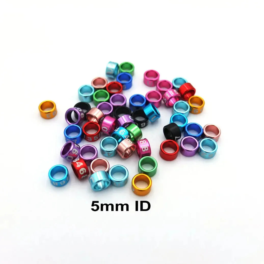 50PCS Randomly Numbered Aluminum Closed Bird Leg Bands in Assorted Colors - Ideal for Bird Identification and Tracking