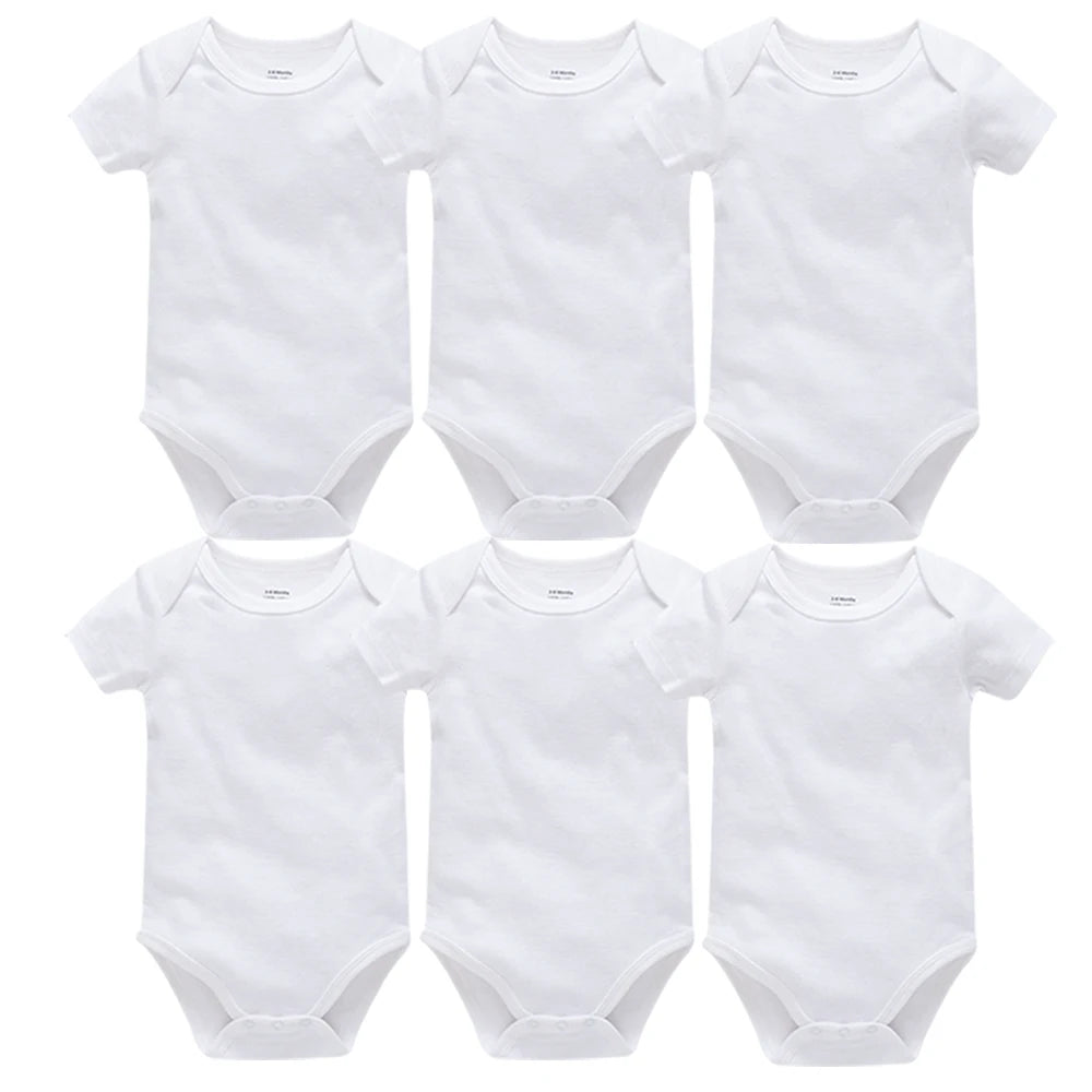 2/3/4/5/6 Pcs/set Blank Baby Bodysuit White Newborn Rompers 100% Cotton Kids Jumpsuit Short Sleeve Baby Clothing Set For 0-24M
