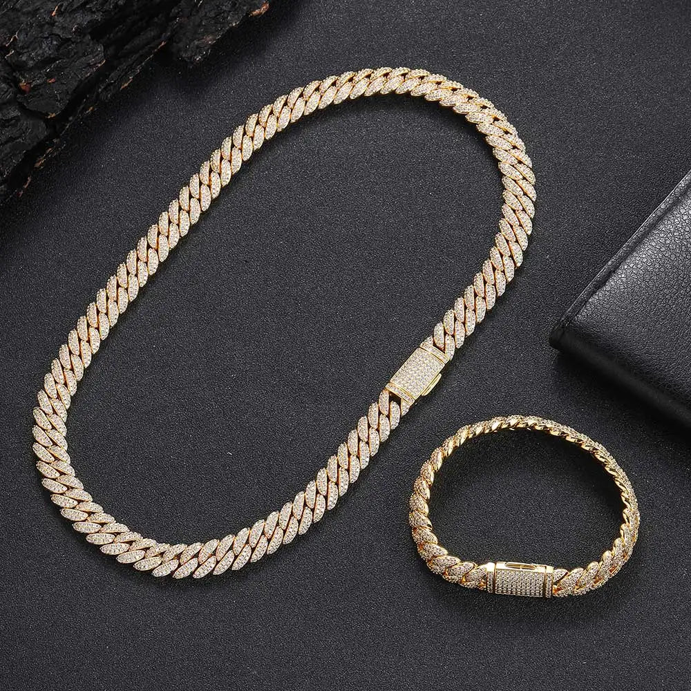 10mm Hip Hop Cubic Zircon CZ Iced Out Bubbles Cuban Link Chain Necklace For Men Women Jewelry Birthday personalized Gift