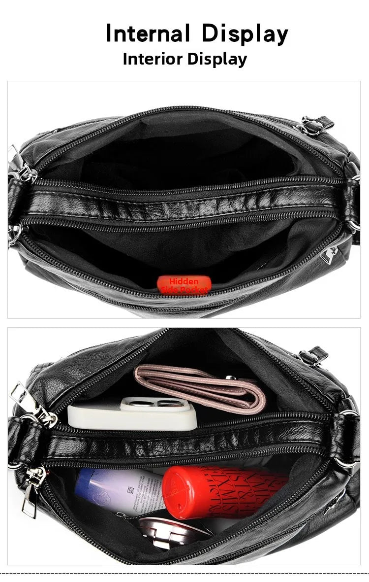 Large Capacity Soft Leather Shoulder Bag Casual Crossbody Bag for Middle-Aged Women 2025 New Style Versatile Mom Bag
