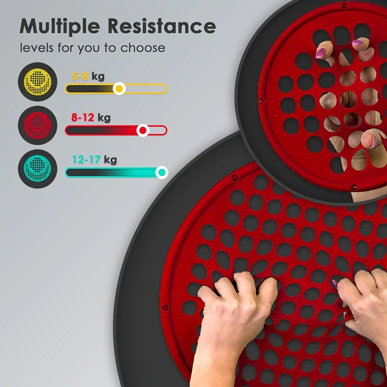 Portable Hand Exerciser Silicone Elastic Resistance Net 35.5cm Three Colors Available - Home Training Equipmen, Without Battery