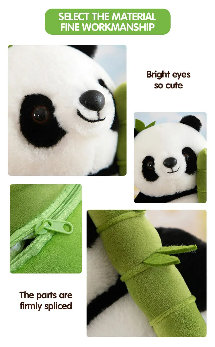 Cute Chinese Panda Doll with Removable Bamboo Tube PP Cotton Pillow Soft Plush Doll Girls Toy Children's Christmas Gifts Present