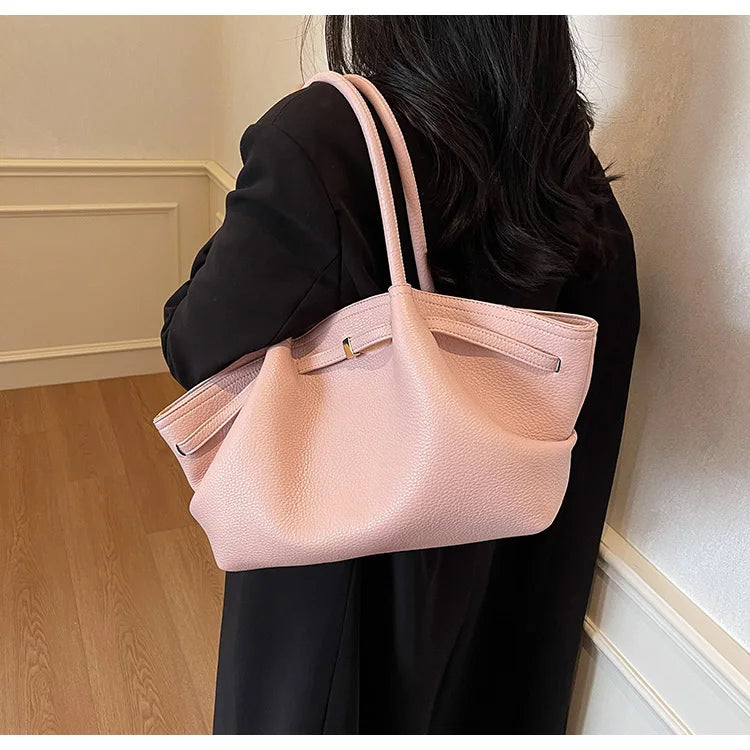 Large Capacity Women's Shoulder Bag Commuter Tote Bag Underarm Single Shoulder Bag Retro Design Casual Handbag