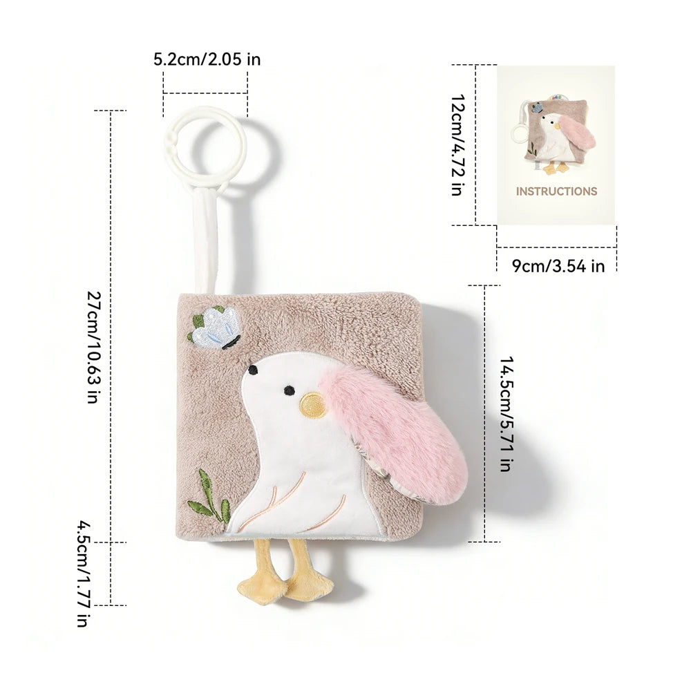 Bunny Cloth Soft Touch Book, Baby Toys 3D Sensory Early Learning Stroller Toys Infant 0-12 Months Baby Toys Multifunction Toys