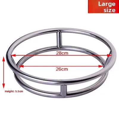 Thickened Stainless Steel round Tube Wok Stand Double Layer Pot Pad with Plate Connected Pot Stand Heat Insulation Anti-Scald...