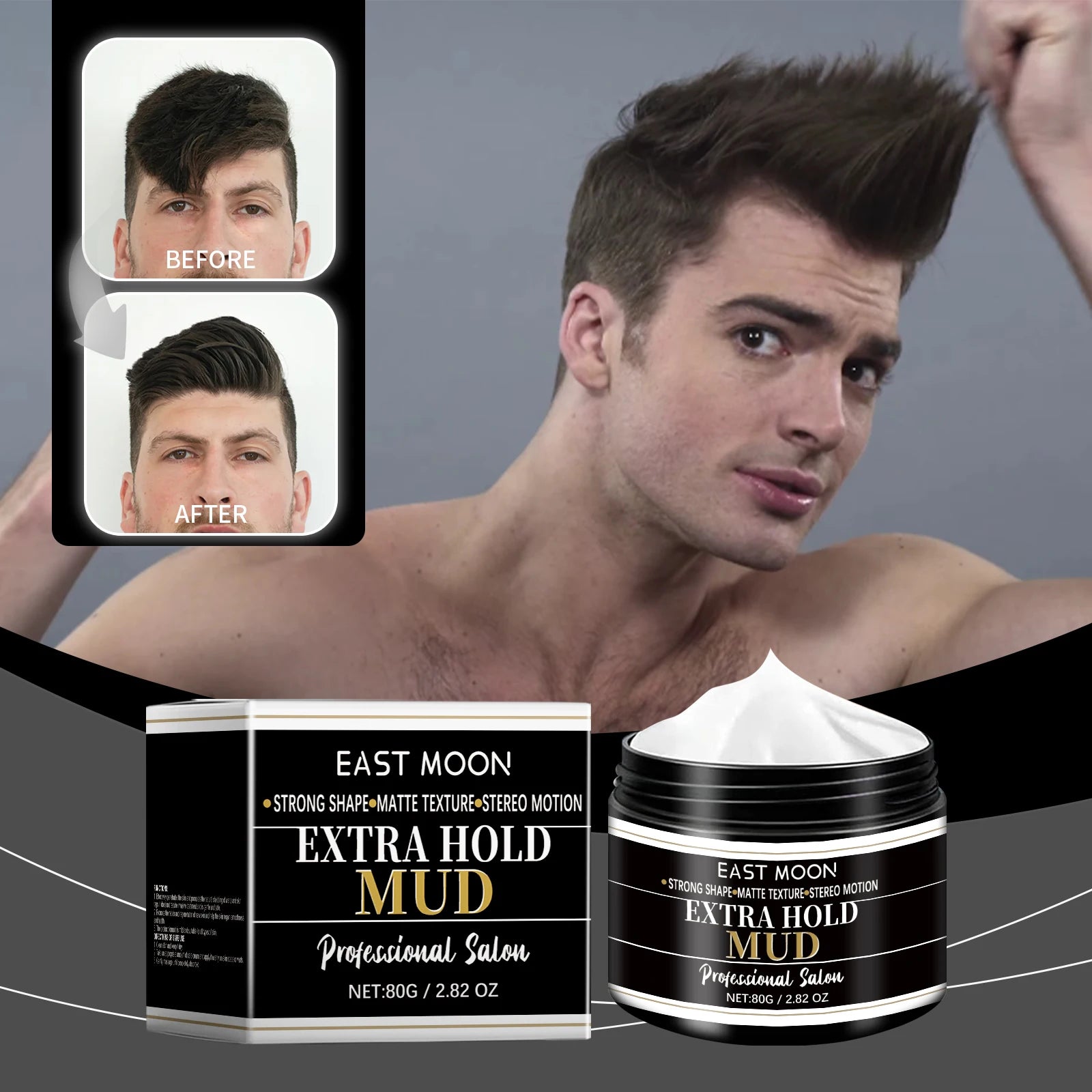 Long Lasting Hair Styling Wax For Men Strong Hold Hairstyle Finished Hair Styling Clay Mud Salon Hair Cream Refreshing Hair Wax