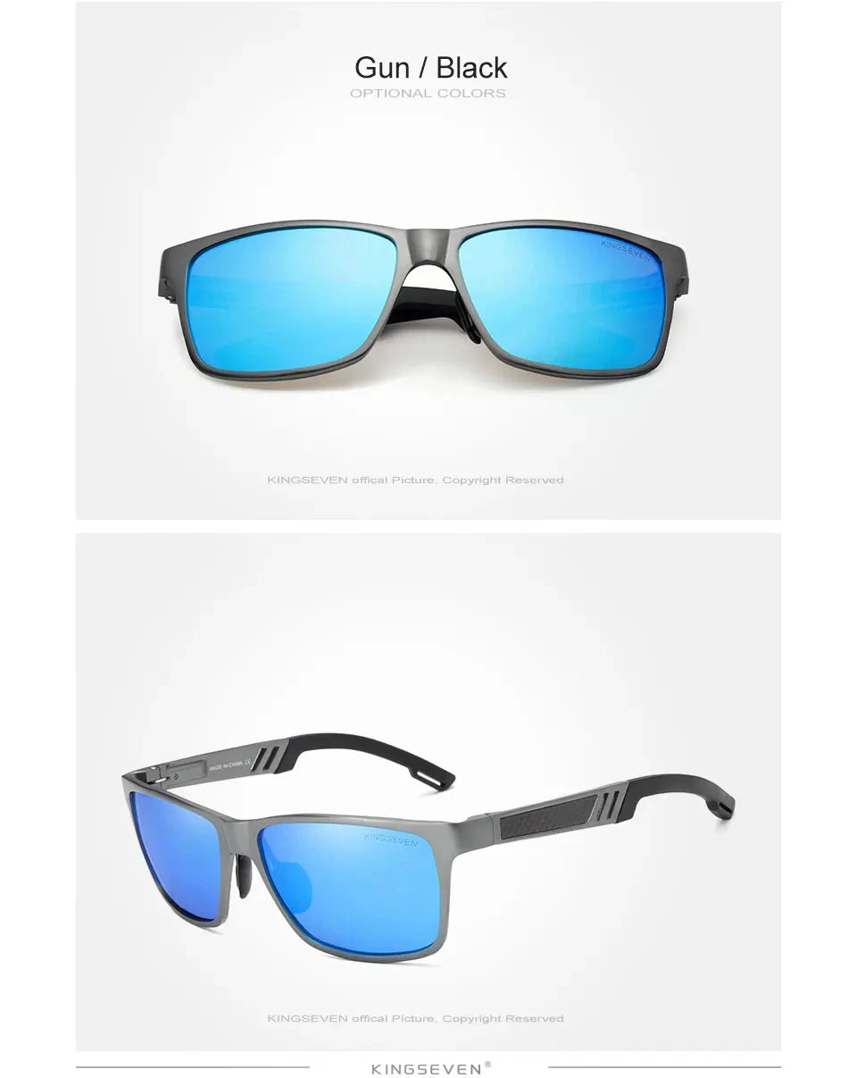 KINGSEVEN Men Polarized Sunglasses Aluminum Magnesium Driving UV400 Glasses Rectangle Shades Eye Protection Luxury Male Eyewear